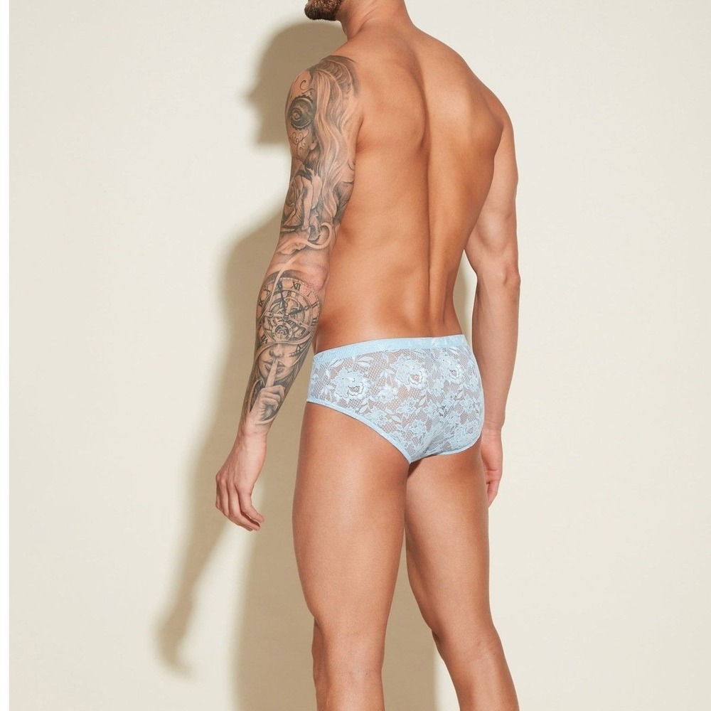 Cosabella Mens Never Say Never Lace Briefs Light Blue Low Rise Pouch Underwear
